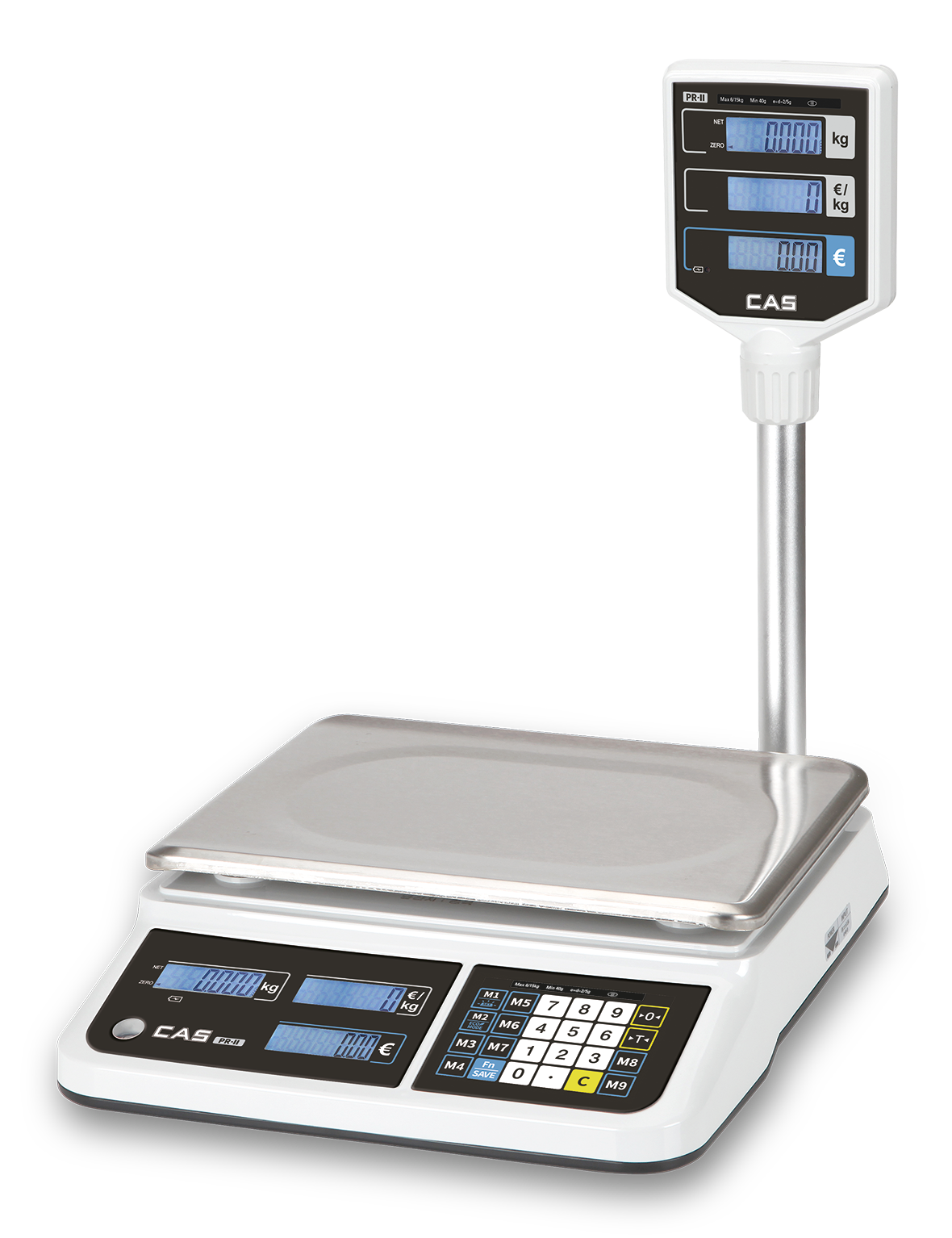 Ladenwaage, Preisrechenwaage PR-II-P von CAS mit Tarafunktion, von 6 - 30 kg netzunabhängig, geeicht