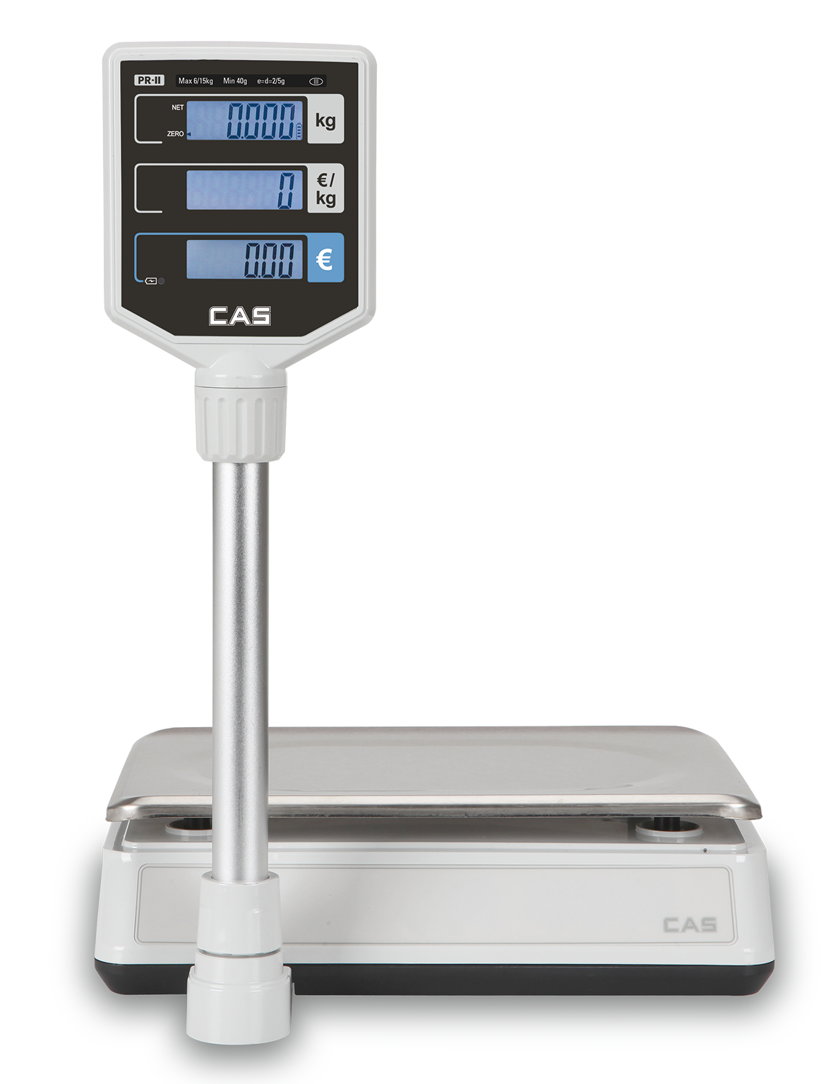 Ladenwaage, Preisrechenwaage PR-II-P von CAS mit Tarafunktion, von 6 - 30 kg netzunabhängig, geeicht