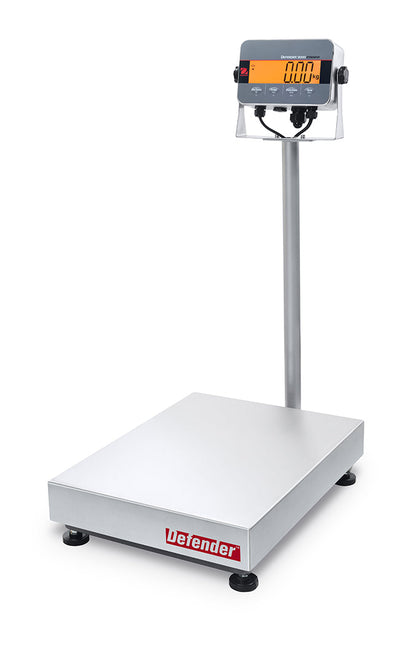 Stativwaage von Ohaus, Geeichte Ausführung,  Defender Hybrid 3000, mit Netz- und Akkubetrieb, von 60 kg bis 150 kg, Edelstahl Wiegefläche 420 x 550 mm