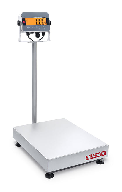 Stativwaage von Ohaus, Geeichte Ausführung,  Defender Hybrid 3000, mit Netz- und Akkubetrieb, von 60 kg bis 150 kg, Edelstahl Wiegefläche 420 x 550 mm
