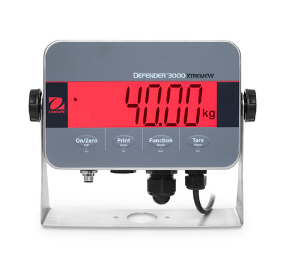 Stativwaage von Ohaus, Geeichte Ausführung,  Defender Hybrid 3000, mit Netz- und Akkubetrieb, von 60 kg bis 150 kg, Edelstahl Wiegefläche 420 x 550 mm